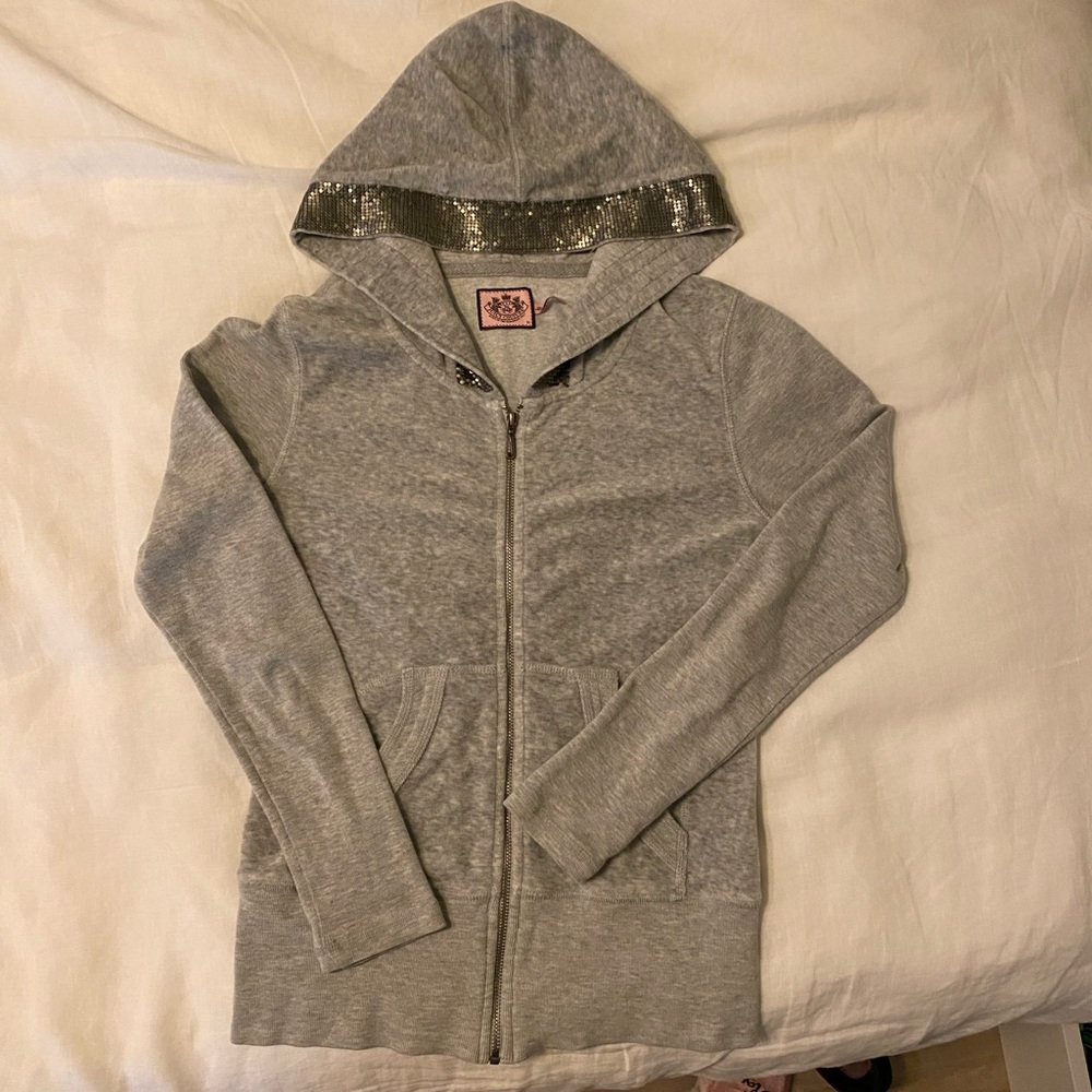 Vintage Juicy Couture Gray Hooded Zip Up Sweatshirt
